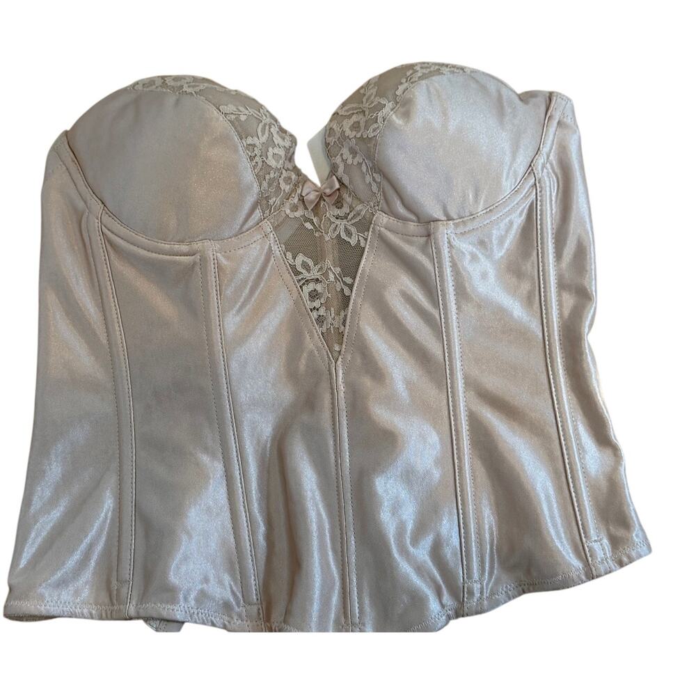 Va Bien Nude Push Up Padded Lace Detailed Strapless Bustier Bra Size 36B